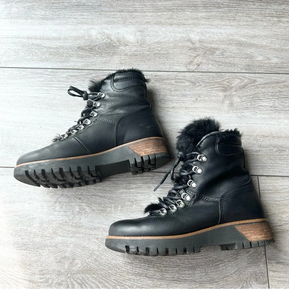 Rudsak Black Leather Lace Up Fur Winter Boots Made in Italy - Picture 7 of 16